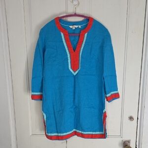 Boden Linen Neck Detail Tunic Top